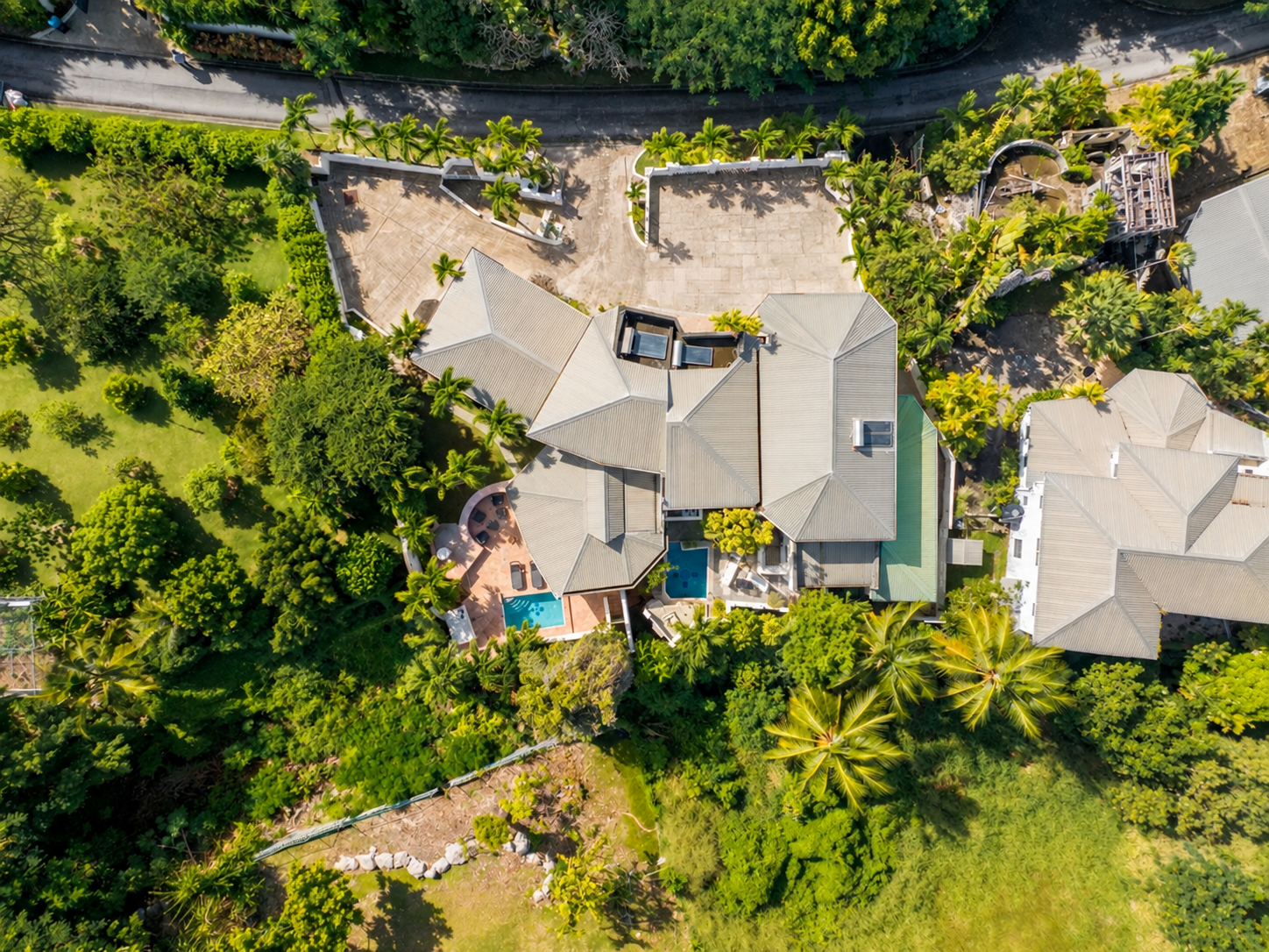 Aerial view of Holders Retreat and its tropical gardens