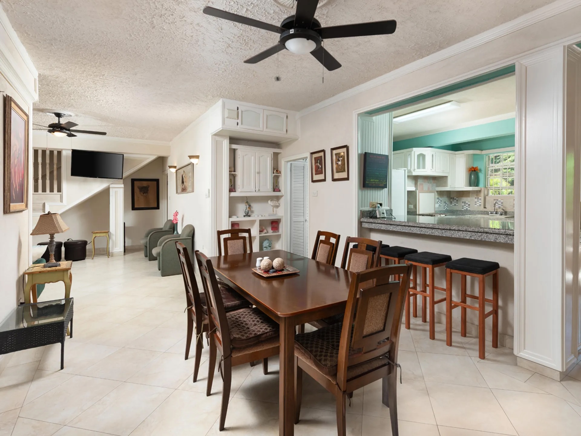 Apartment Three — dining and living area